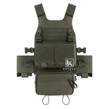 KRYDEX Low Vis Slick Plate Carrier Tactical Vest W/ Elastic Cummerbund Micro Fight MK3 Panel Chassis Drop SACK Pouch Plates (Dummy Plates)