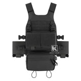 KRYDEX Low Vis Slick Plate Carrier Tactical Vest W/ Elastic Cummerbund Micro Fight MK3 Panel Chassis Drop SACK Pouch Plates (Dummy Plates)